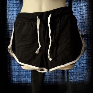 No Boundaries Black Athletic Shorts with White Trim